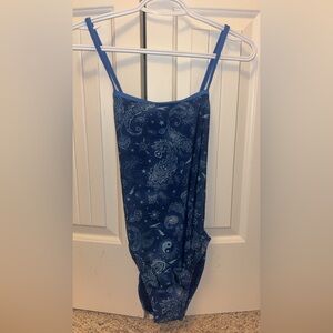 Speedo Blue Paisley Print Swimsuit